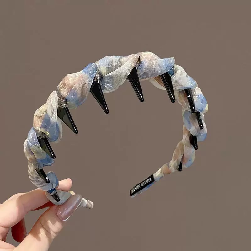 # 105 blue floral wavy hairband