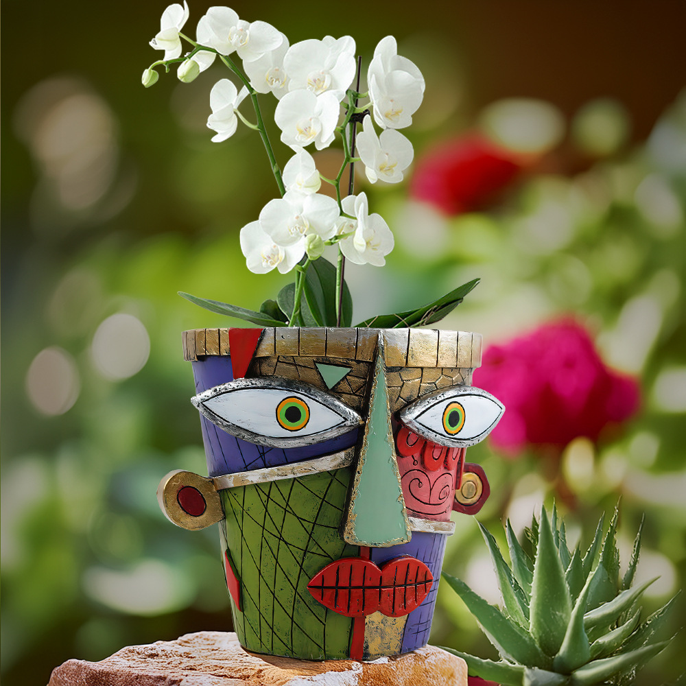   New Creative Picasso Style Abstract Face Flower Pot Garden Home Desktop Decoration Ornaments