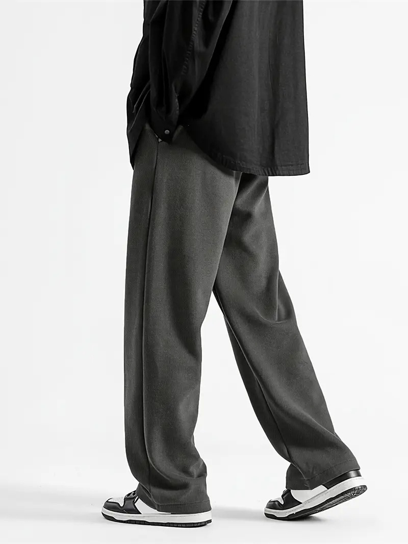 ​Men's Straight-Leg Pants – Vintage-Inspired Polyester Trousers With Adjustable Drawstring (Unisex Streetwear Style)​_viptrois.com