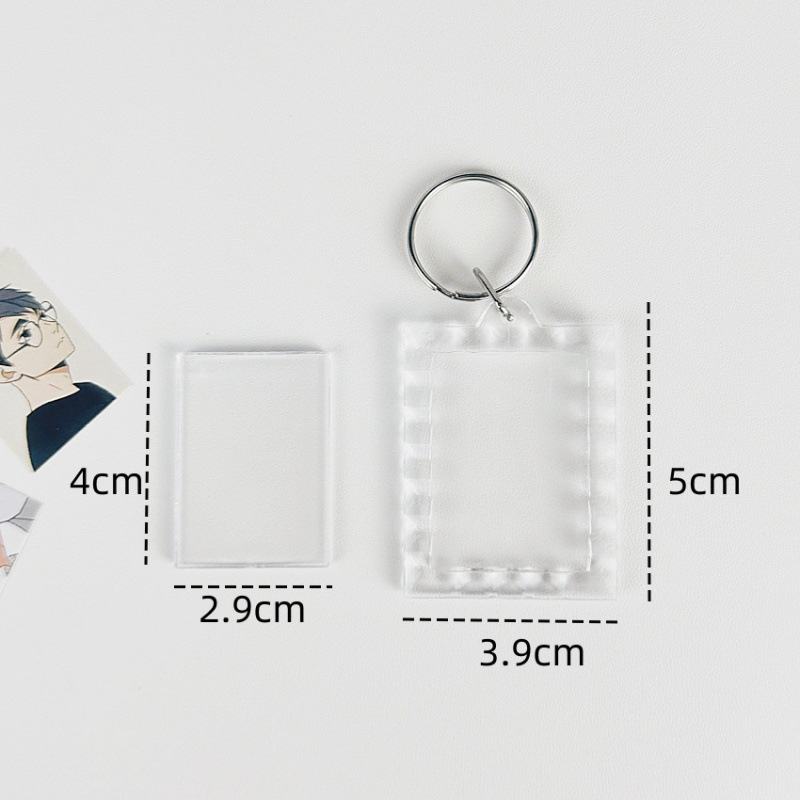 Marco de fotos acrílico transparente en llaveros colgantes fotos DIY regalo colgantes colgantes de cadena ayuda llaveros cuentas image 8