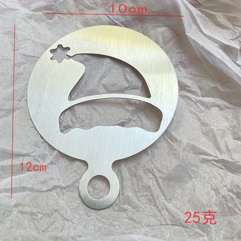 En stock 6 piezas creativo de acero inoxidable café guirnalda molde portátil café leche burbuja spray flor impresión plantilla