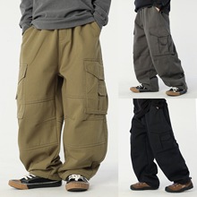 男童工装裤加绒2025秋冬新款日系儿童多口袋裤子男宝宝休闲长裤潮