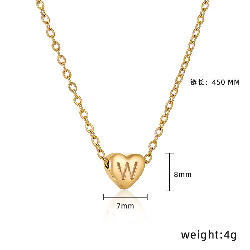 Fashion Letter Heart Shape Titanium Steel Plating Pendant Necklace 1 Piece