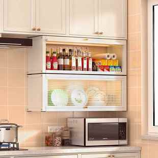 Wall-mounted kitchen hanging cabinet under condiment cabinet non-perforated wall dustproof cabinet condiment storage rack