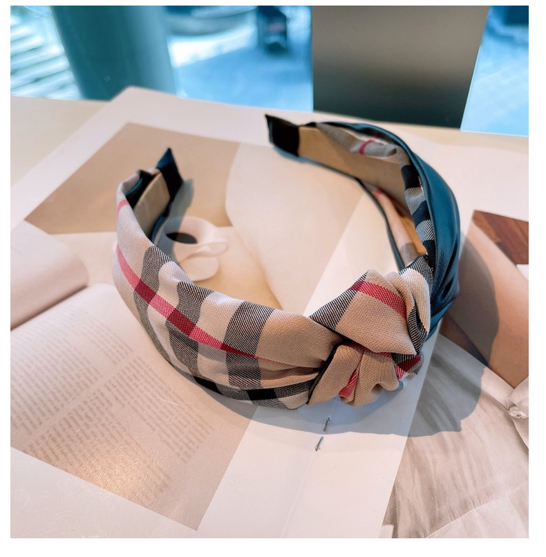 120g Weight Headwear Classification Festival Occasion Bow Knot Pattern Women'S Gender Retro Style Retro Lattice Double-layer Bow Twisted Headband 20