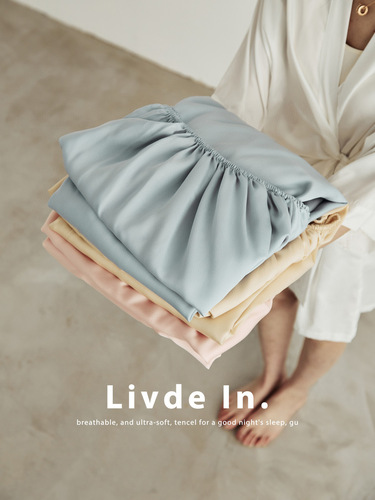 High-end spring and summer 100-count solid-color Tencel quilt cover single-piece pillowcase single-piece sheet bed sheet silky summer naked bed