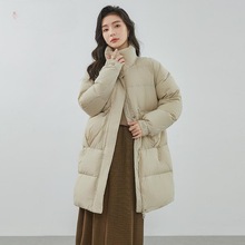 工厂批发羽绒服2023年新款女中长款双层立领时尚韩版保暖外套潮