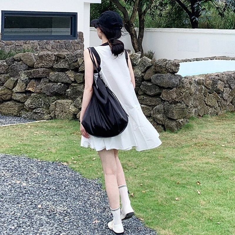 女の子白ワンピース2025年夏新作女の子夏スカート中学生高級サマーサスペンダー|undefined