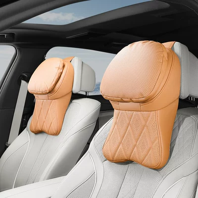 Buick Car Pillow Headrest - amber-brown-perforated-double-core-headrest-2-pack