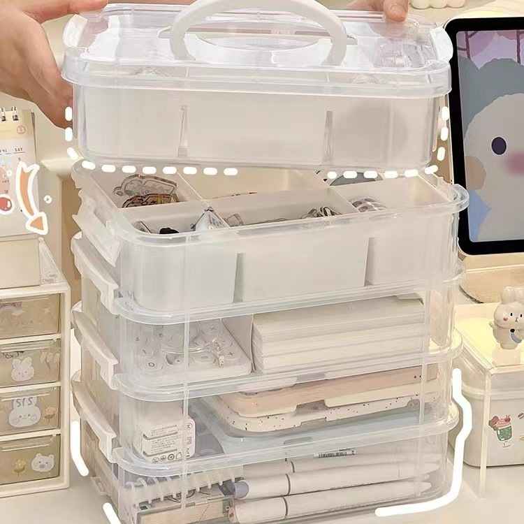 4層ポータブル収納ボックス、大容量学生整理コンパートメントボックス、Gukaハンドブック収納ボックス、ピルボックス収納ボックス|undefined