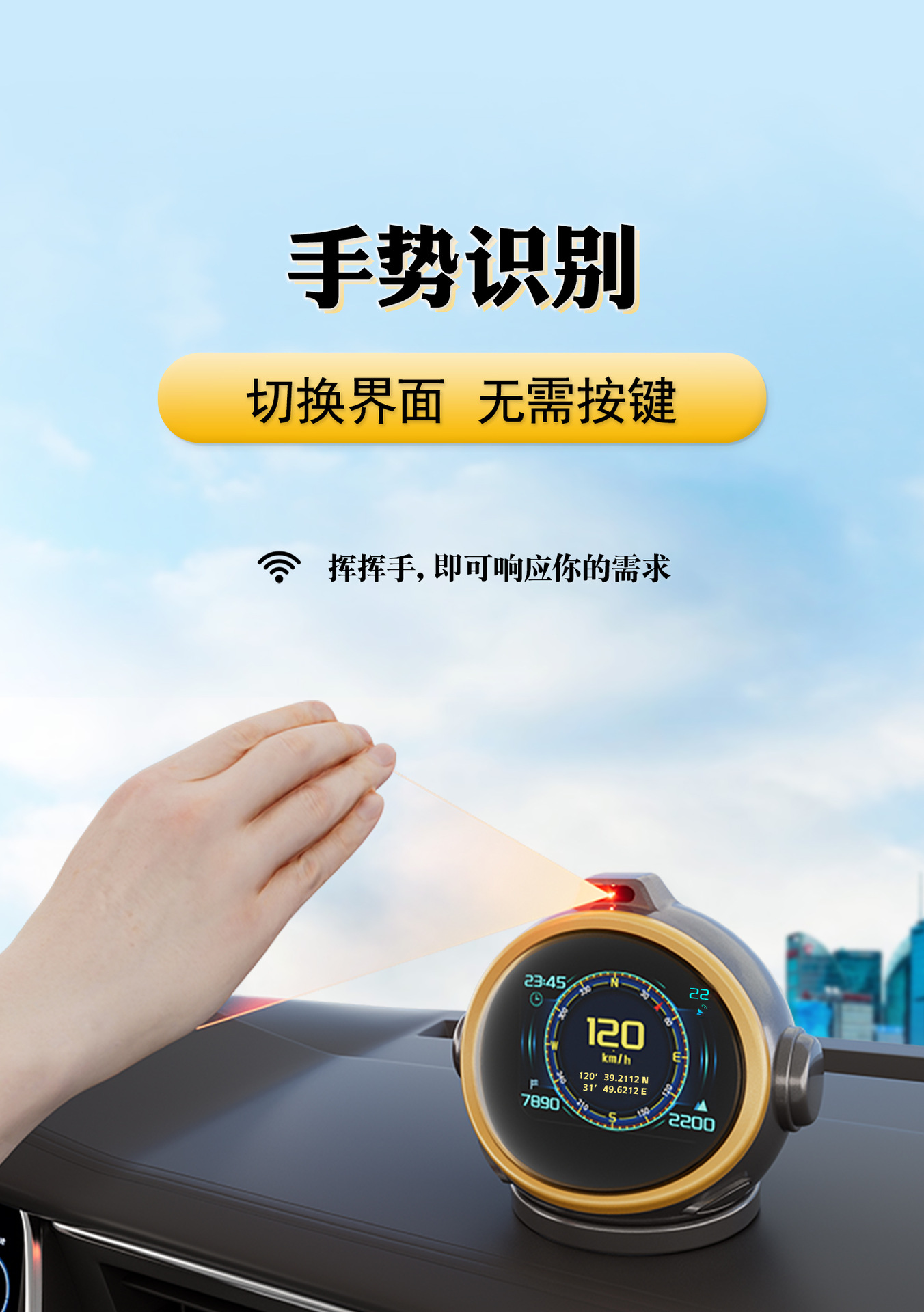 Tuchian Ironhead 3 Head-Up Display HUD Multifunctional GPS Speedometer, Altimeter, Compass, Slope Meter, Clock