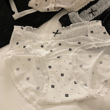 女士冰丝内裤女纯欲风蕾丝纯棉全棉10A抑菌加长裆女生大码批发