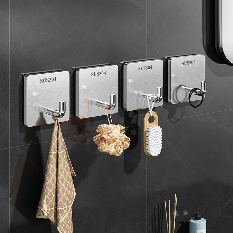 No-Drill Stainless Steel Hook, Traceless Strong Adhesive, Wall-Mounted Storage Hook for Kitchen and Bathroom, Behind Door, Wall Fixing Adhesive Hook No-Drill Stainless Steel Hook, Traceless Strong Adhesive, Wall-Mounted Storage Hook for Kitchen and Bathroom, Behind Door, Wall Fixing Adhesive Hook
