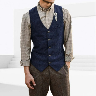 Men's suit vest men's vest V-neck dress business casual wedding bridegroom best man vest men's vest