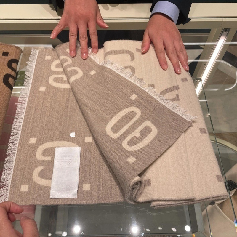 【キャビネット商品】秋冬 ダブルG カシミヤ タッセル スカーフ レディース ネックスカーフ ブラック グレー オートミールカラー ショール ウォームネックスカーフ|undefined