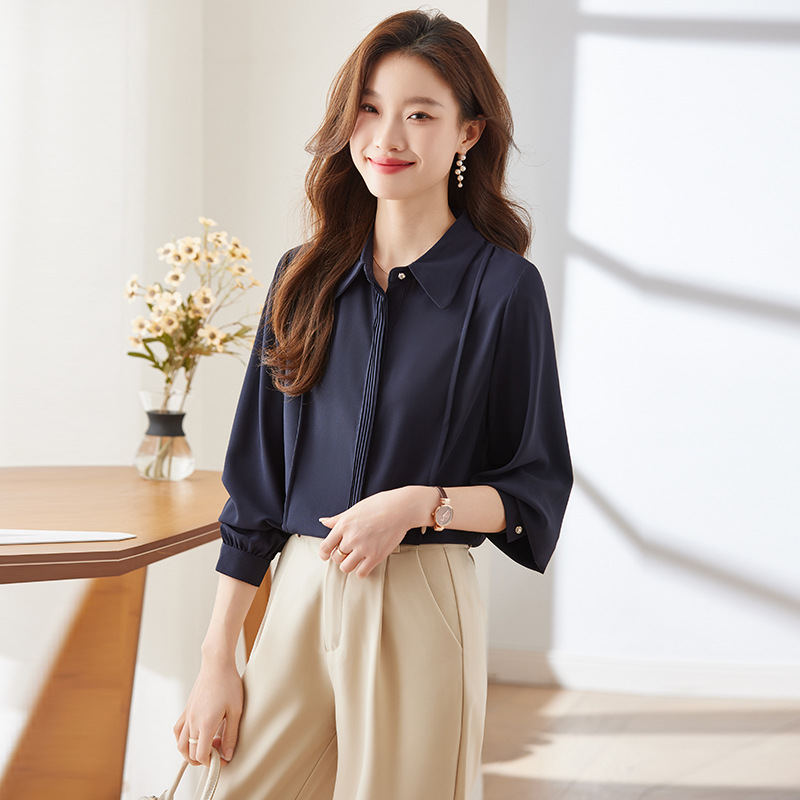 白色衬衫女长袖春秋高级感2024新款上衣面试正装西装内搭衬衫批发