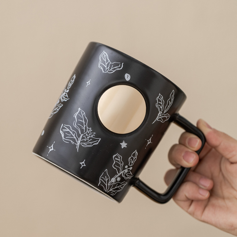 Escuela Wenchuang taza de agua taza de bronce taza de cerámica taza pintada a mano taza de bronce taza de publicidad de talla en relieve LOGO