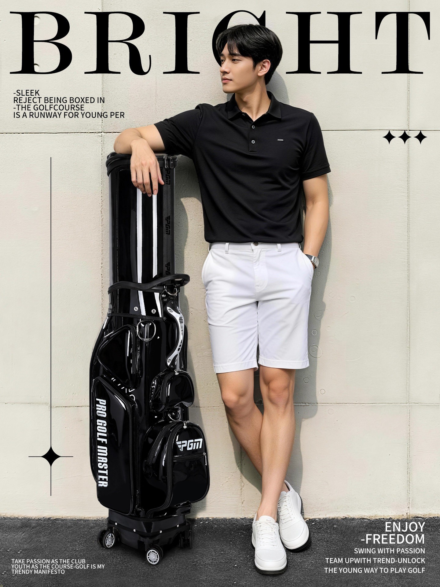 Túi golf PGM bảy màu chống nước bốn bánh đẩy phẳng kính thiên văn — QB122-bảy màu, QB122-Màu đen