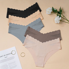 跨境亚马逊冰丝透气女士内裤欧美南美洲无痕冰丝三角裤性感中高腰