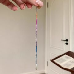 ミニグラデーションレインボーダイヤモンドシルバーブレスレットサマードーパミンブレスレット絶妙なハンドジュエリー甘い女の子ニッチ多用途