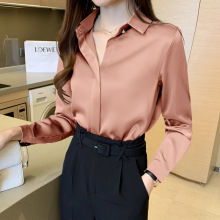 2026春装新款长袖上衣缎面衬衫女设计感小众雪纺衫职业衬衣