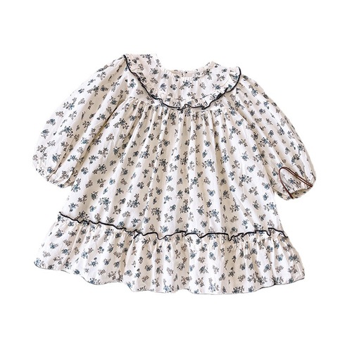 Girls floral dress Korean fashion  autumn new style sweet loose and gentle princess dress trend 81109