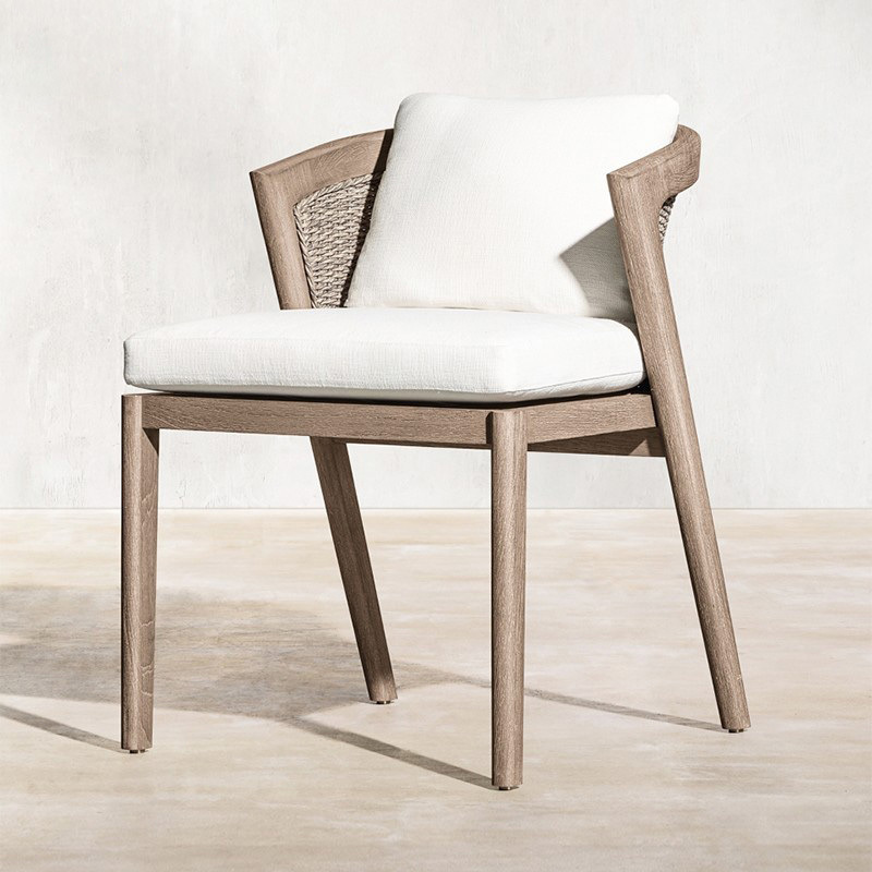 Mesa y silla de teca al aire libre de caña patio villa al aire libre balcón combinación de caña impermeable solar ocio muebles de madera maciza