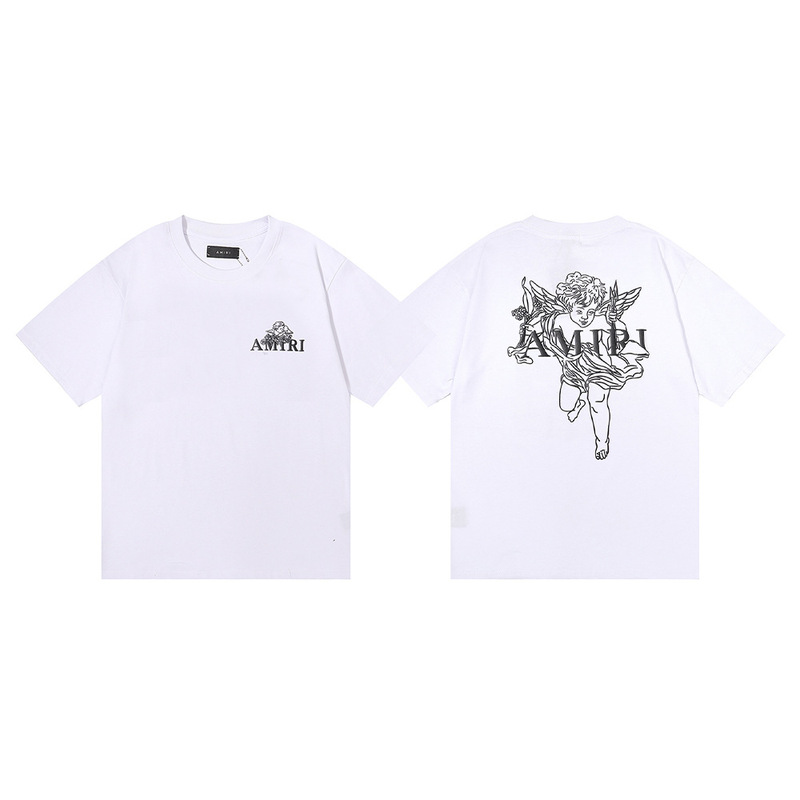 国境を越えた卸売り美潮AMIRI T-Shirt薔薇頭蓋頭プリント双糸純綿半袖tシャツ男女|undefined