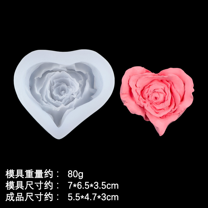 Rose love aromaterapia vela molde de silicona yeso de bricolaje molde de jabón hecho a mano pastel molde de horneado de chocolate