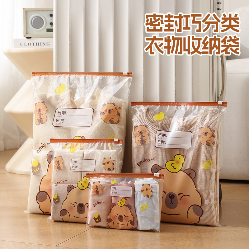 Kindergarten Cartoon Storage Bag, Kidsren's Replacement Clothes Packaging Bag, Transparent Zipper Bag, Sealed Dustproof Bag