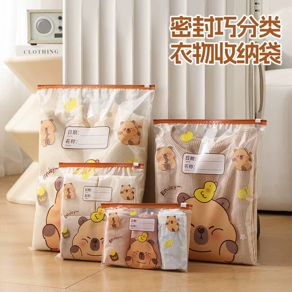 Kindergarten Cartoon Storage Bag, Kidsren's Replacement Clothes Packaging Bag, Transparent Zipper Bag, Sealed Dustproof Bag