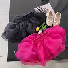2023 New Korean Style Baby Girl Dress Children Summer Sweet and Cute Organza Skirt Short Skirt Puff Skirt Half Dress 0082