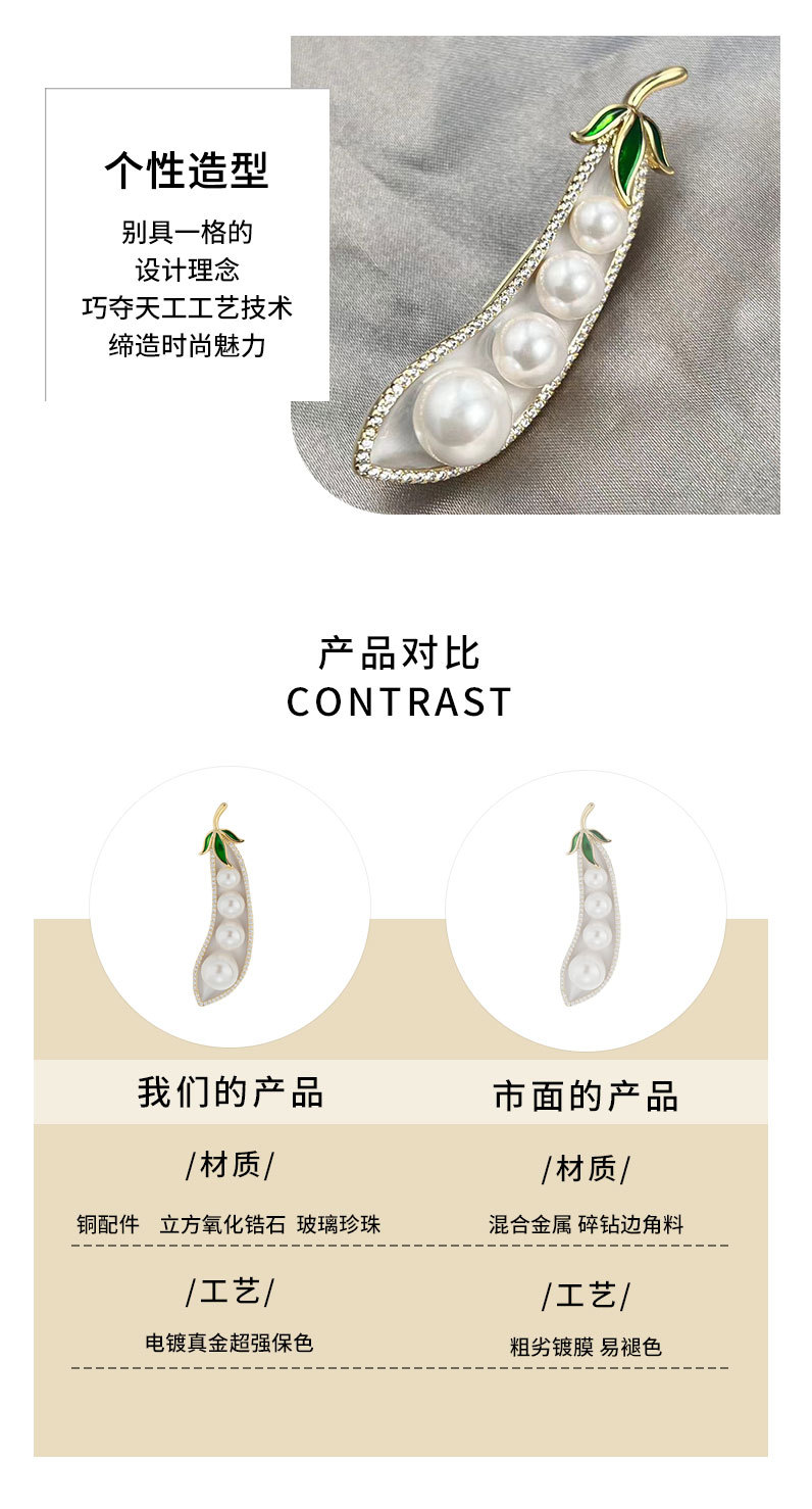 新款时尚创意豌豆胸针小众高级感轻奢植物胸花装饰大衣