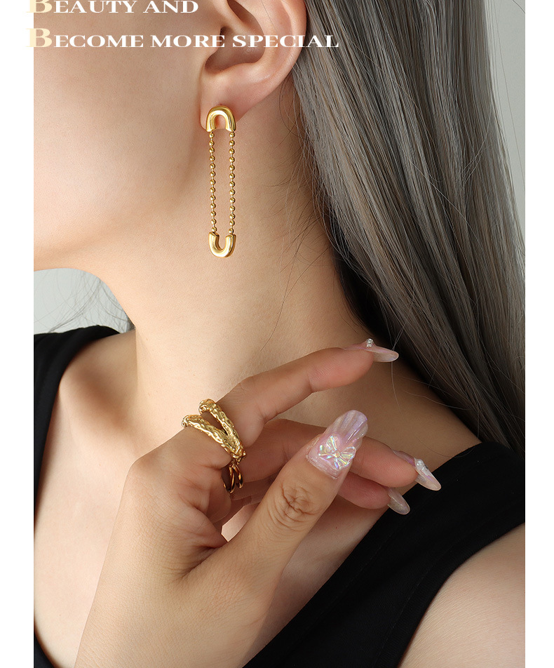 Französische Art Asymmetrisch Titan Stahl Tropfenohrringe Perle Überzug Edelstahl Ohrringe 1 Paar display picture 1