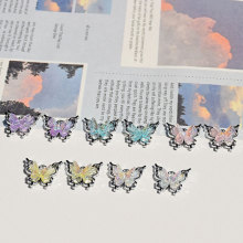 简约合金镂空幻彩双层蝴蝶吊坠配件 手工diy项链手链耳饰饰品材料