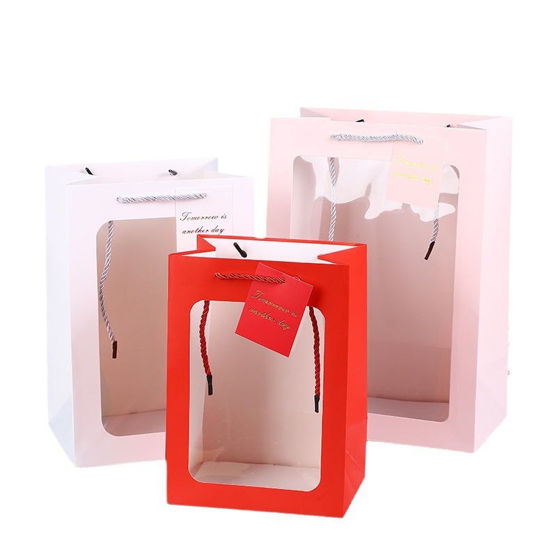 Nueva ventana bolsa de regalo de San Valentín ramo muñeca ventana bolso bolsa de embalaje general para exposición