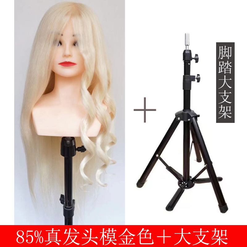 Cabeza de modelo con hombros de cabello real cabeza de maniquí ejercicio de cabello trenzado maquillaje de modelado cabeza de muñeca de rollo caliente