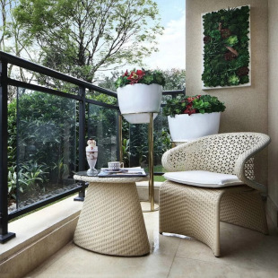 Outdoor Leisure High-End Rattan Tables and Chairs Hotel Villa Courtyard Garden Outdoor Waterproof Sun Protection Sofa European Rattan Chair