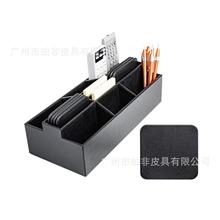 皮革名片座便签盒名片盒桌面整理收纳盒办公酒店用品