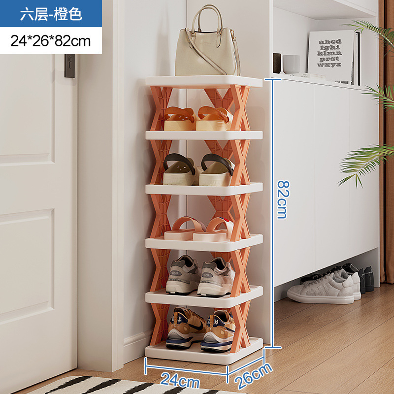 Estante para zapatos, puerta del hogar, artefacto de almacenamiento de entrada simple, que ahorra espacio, partición en capas, armario de zapatos pequeño y estrecho de plástico multicapa