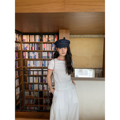 美を解釈する NEWOPEN 25年夏 シンプルで万能なコントラストカラーの右肩ショートスリーブTシャツ レディース 着痩せトップス S5068