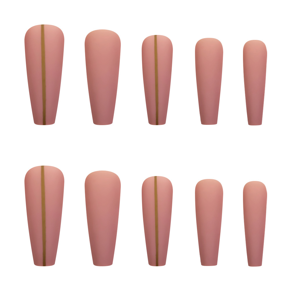 Color marrón rosa oro esmaltado manicure largo venta caliente transfronteriza para usar uñas de ballet 24 piezas empaquetadas parches de uñas terminados