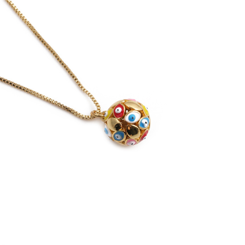 cross-border copper-plated real gold dripping eye ball pendant Devilu0027s eye necklace