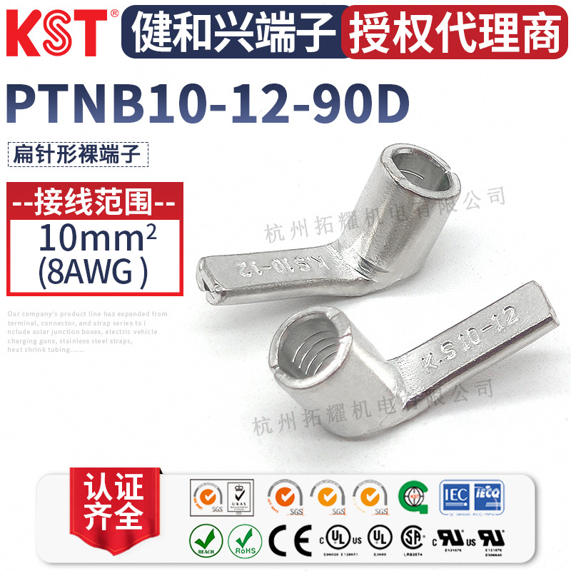 KST健和兴PTNB10-12-90D 扁针形裸端子 90度直角插针 RoHS CE认证