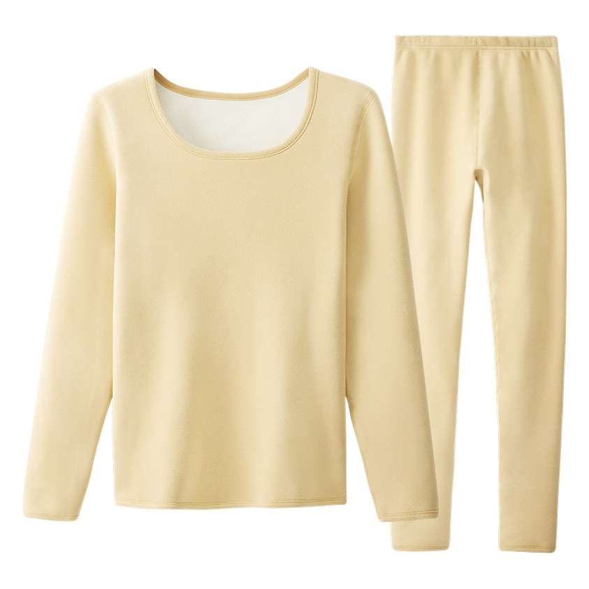 De terciopelo ropa interior térmica de las mujeres forrada de lana engrosada camiseta sin costura calefacción gruesa ropa de otoño pantalones largos traje de las mujeres invierno