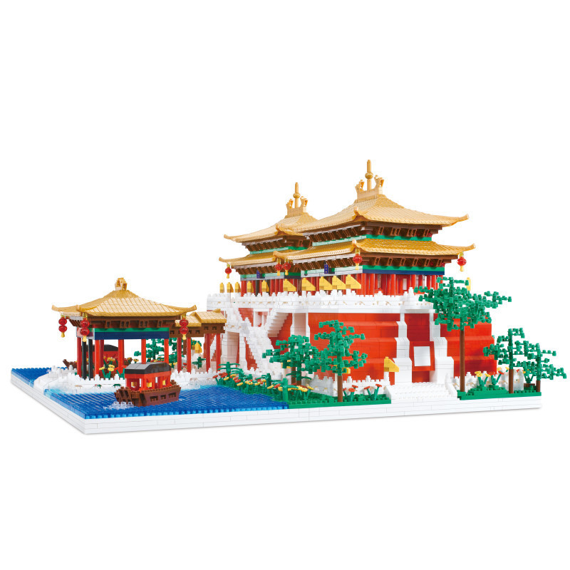 YZ097 qingming shanghe mapa bloques de construcción niñas ensambladas estilo chino adulto difícil grandes regalos de construcción