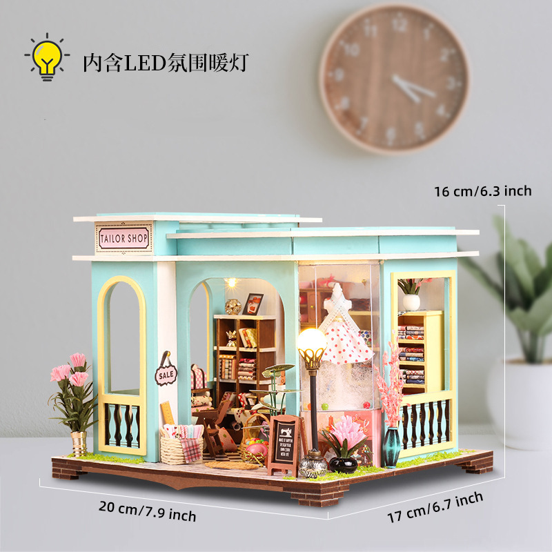 跨境批发制作裁缝店小房子微缩场景手工diy迷你小屋建筑模型玩具|undefined