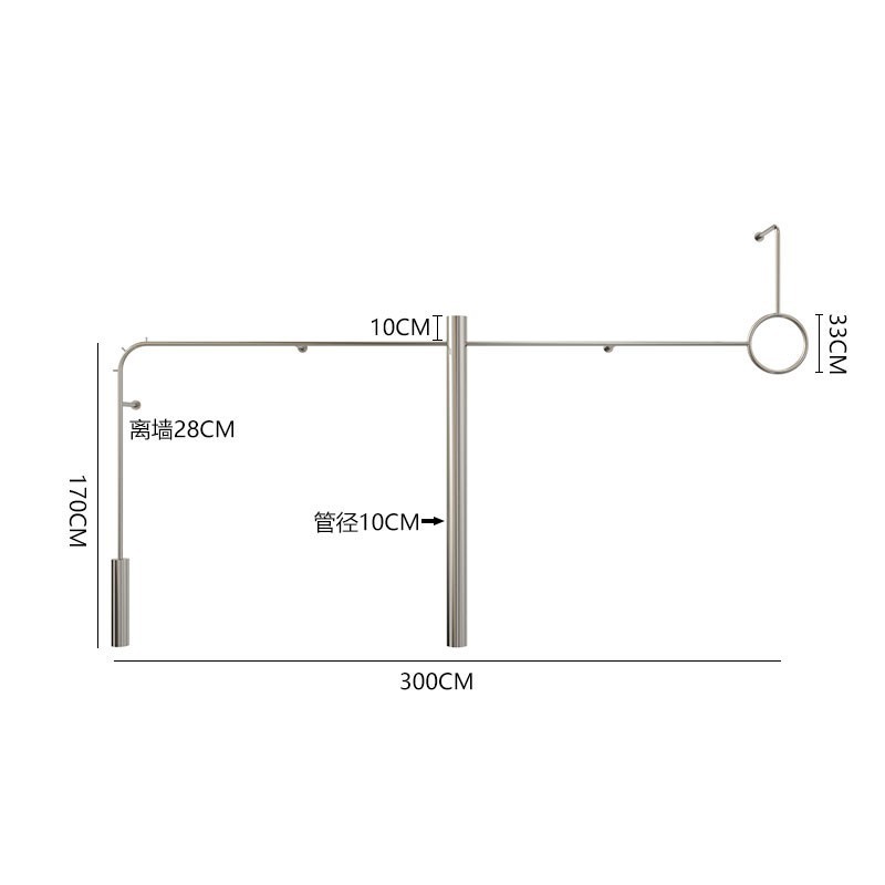 유형 B 스테인리스 벽 프레임 길이 300cm