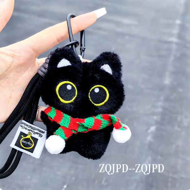 Actualización de la versión de cierre chirrido pequeño gato negro bolsos accesorios colgantes bolsos lindos muñecas peluche llaveros