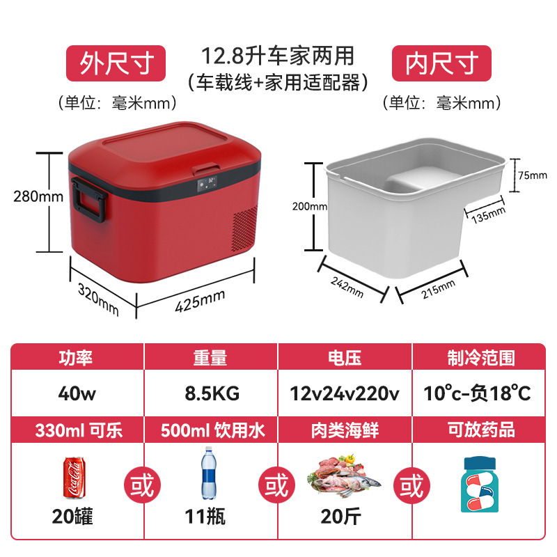 冰记2025新款车载冰箱车家两用12v24v220v压缩机制冷户外小型冰箱|undefined